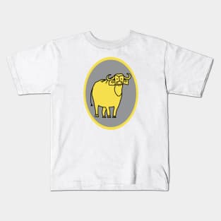 Illuminating Ox on Ultimate Gray Oval Kids T-Shirt